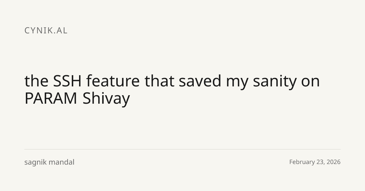 Preview image for the SSH feature that saved my sanity on PARAM Shivay